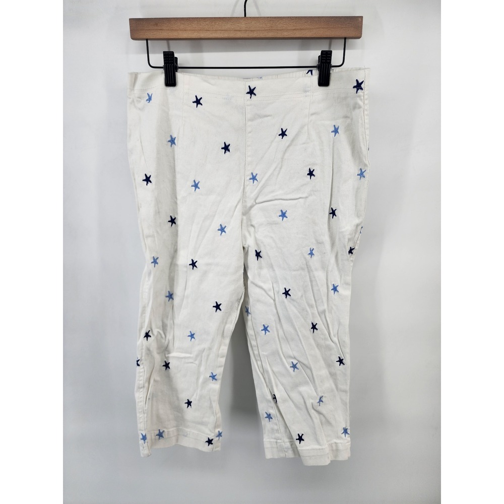 White Stag Womens Arctic White Star Embroidered Crop Pants Size 10